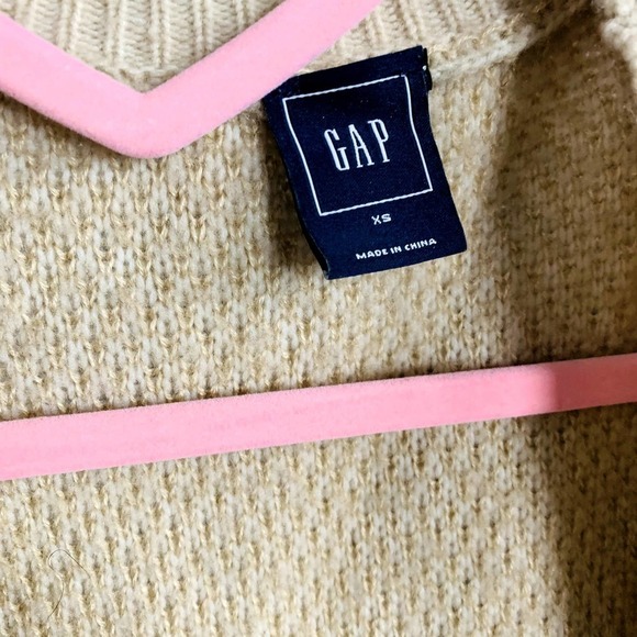 Gap Mixed Pattern Oatmeal Heather Wool Blend Open Front Cardigan Cream Size XS - Picture 5 of 6